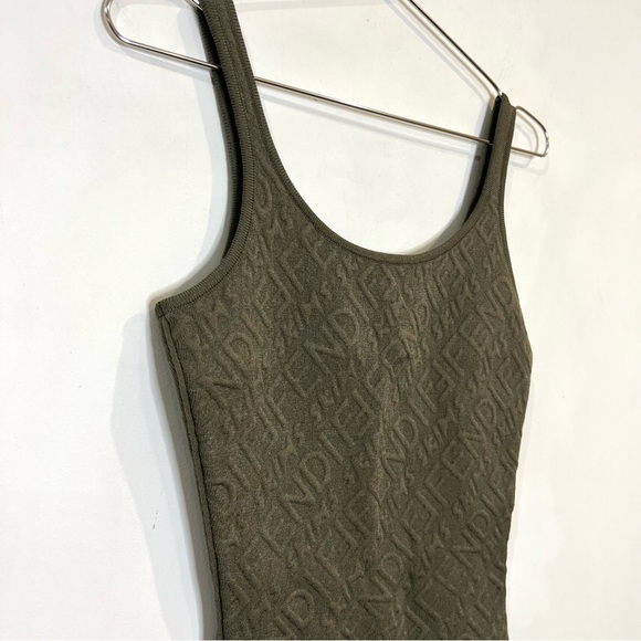 Fendi x Skims embossed olive green Illinois Midi dress size 38 (US 2) - Picture 6 of 14